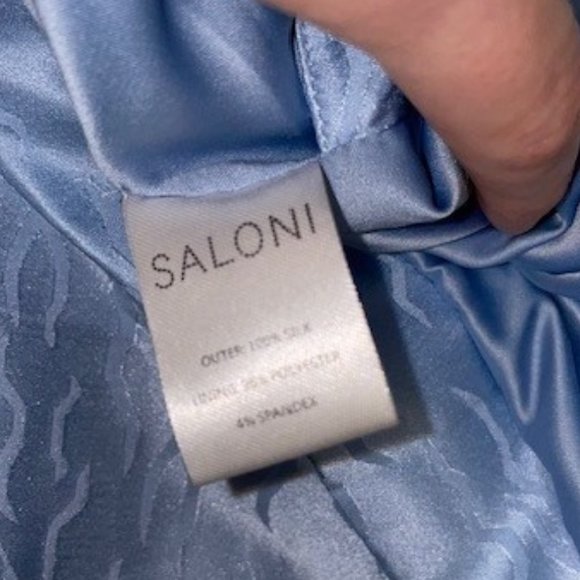 SALONI NWT 100% Silk Baby Blue Wrap Dress (4) - Picture 3 of 4